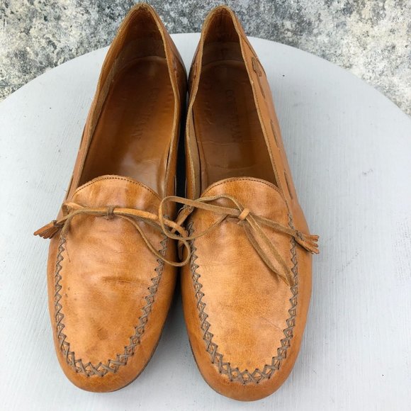 Cole Haan Men's Size 10.5 Brown Closed Moc Toe Tie Detail Slip On Loafers Shoes - Picture 6 of 13